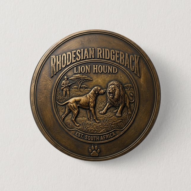 Rhodesian Ridgeback Lion Hound Art Button (Front)