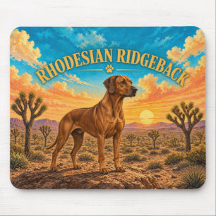 Rhodesian Ridgeback, Mojave Yucca Vintage Watercol Mouse Pad