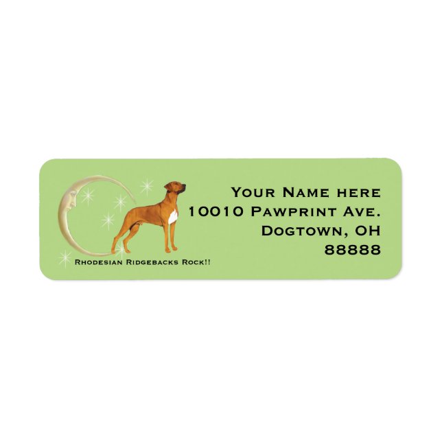 Rhodesian Ridgeback, Moon and Stars Label (Front)