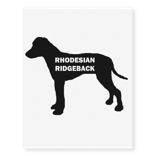 rhodesian ridgeback name silhouette temporary tattoos (Front)