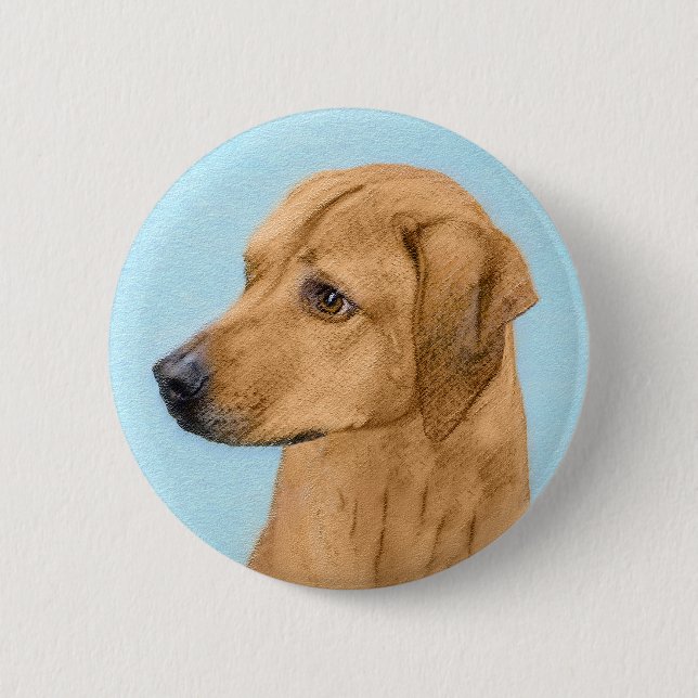 Rhodesian Ridgeback Painting - Original Dog Art Button (Front)