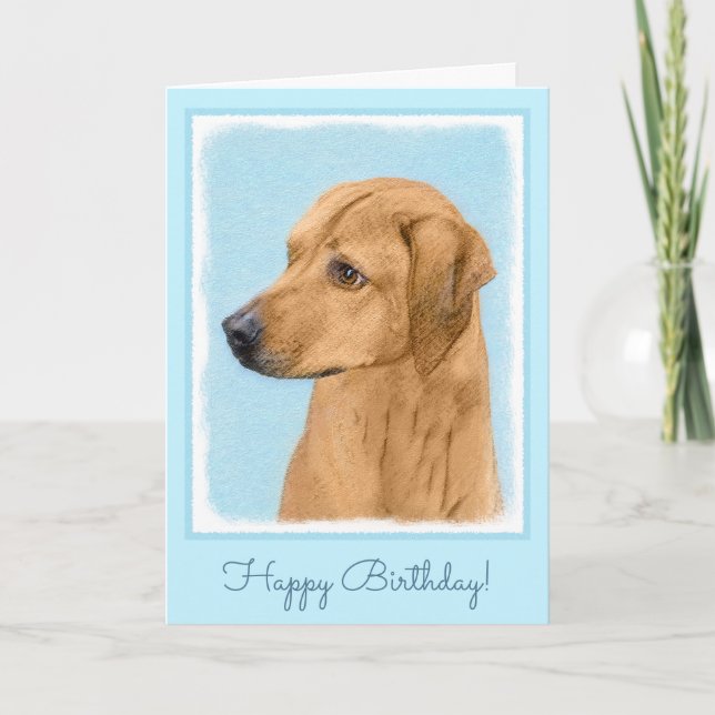 Rhodesian Ridgeback Painting - Original Dog Art Card (Front)