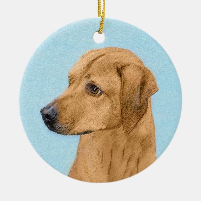 Rhodesian Ridgeback Painting - Original Dog Art Ceramic Ornament (Front)