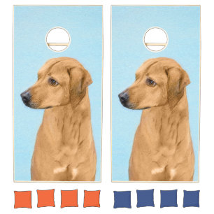 Rhodesian Ridgeback Painting - Original Dog Art Cornhole Set