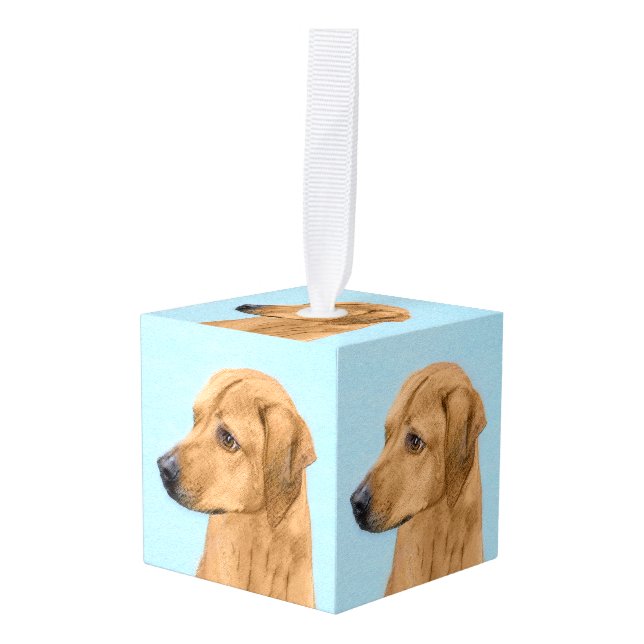 Rhodesian Ridgeback Painting - Original Dog Art Cube Ornament (Front Angled)