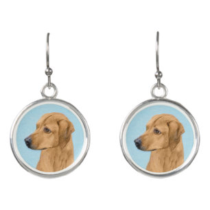 Rhodesian Ridgeback Painting - Original Dog Art Earrings