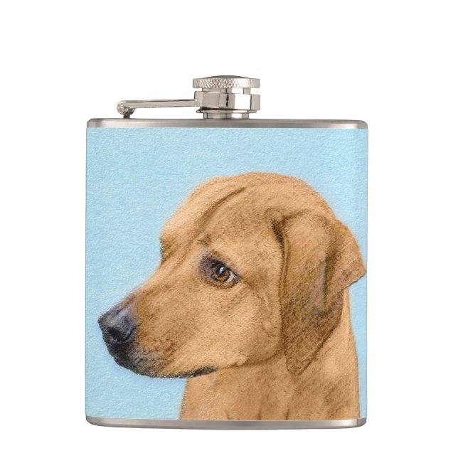 Rhodesian Ridgeback Painting - Original Dog Art Flask (Front)