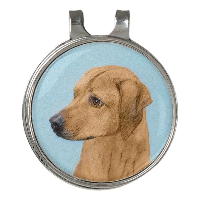 Rhodesian Ridgeback Painting - Original Dog Art Golf Hat Clip (Front)