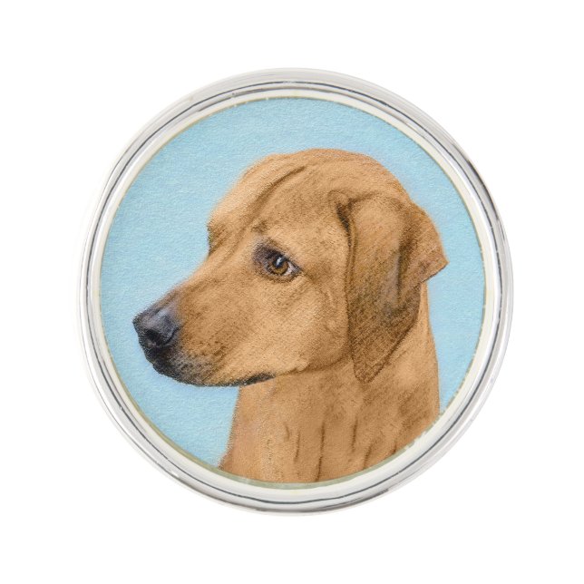 Rhodesian Ridgeback Painting - Original Dog Art Lapel Pin (Front)