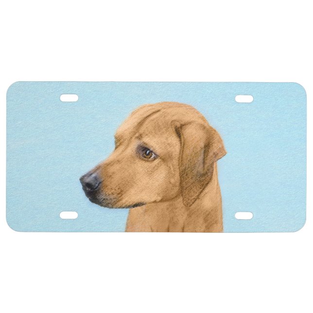 Rhodesian Ridgeback Painting - Original Dog Art License Plate (Front)
