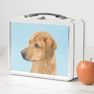 Rhodesian Ridgeback Painting - Original Dog Art Metal Lunch Box