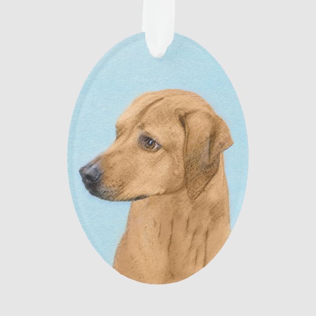 Rhodesian Ridgeback Painting - Original Dog Art Ornament (Back)