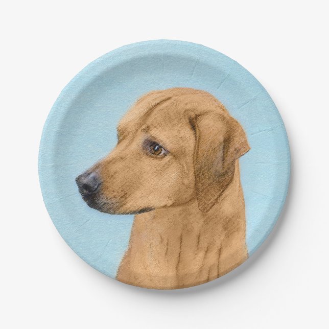 Rhodesian Ridgeback Painting - Original Dog Art Paper Plates (Front)