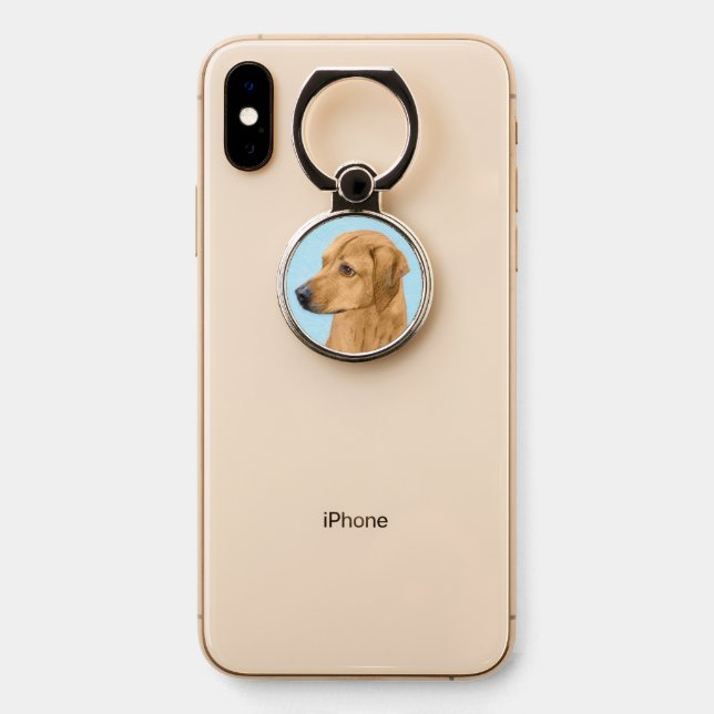 Rhodesian Ridgeback Painting - Original Dog Art Phone Ring Stand (On Phone)