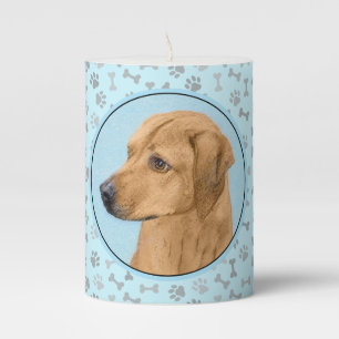 Rhodesian Ridgeback Painting - Original Dog Art Pillar Candle