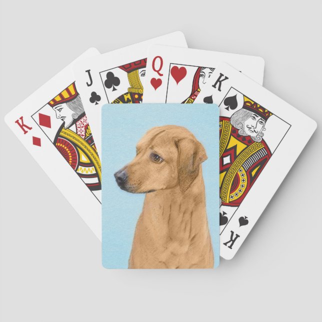 Rhodesian Ridgeback Painting - Original Dog Art Poker Cards (Back)