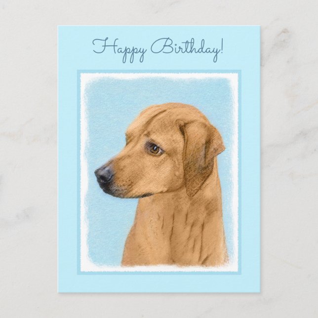 Rhodesian Ridgeback Painting - Original Dog Art Postcard (Front)