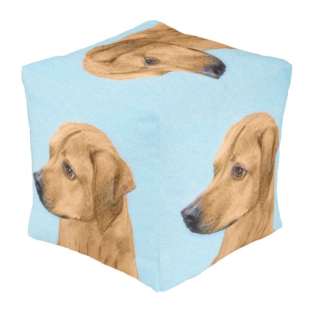 Rhodesian Ridgeback Painting - Original Dog Art Pouf (Angled Back)