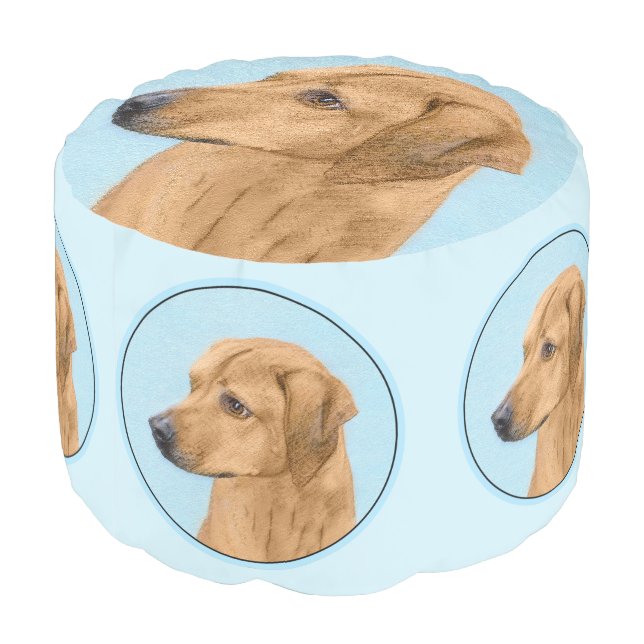 Rhodesian Ridgeback Painting - Original Dog Art Pouf (Angled Back)