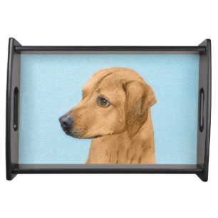 Rhodesian Ridgeback Painting - Original Dog Art Serving Tray