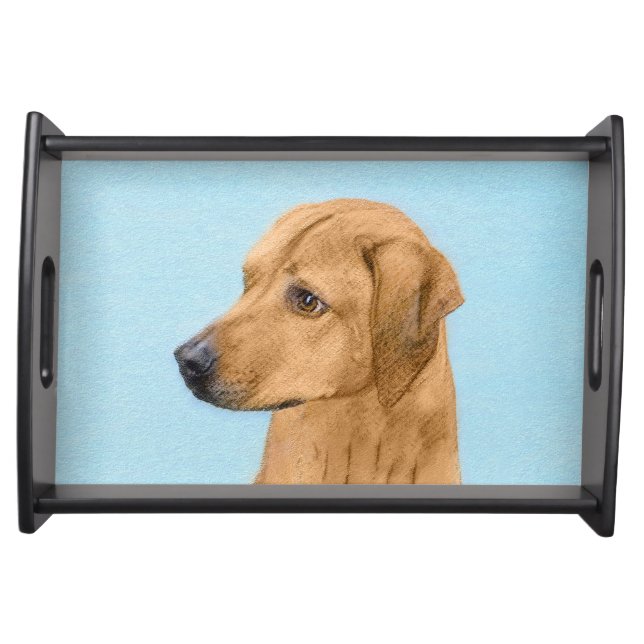 Rhodesian Ridgeback Painting - Original Dog Art Serving Tray (Front)