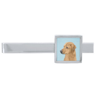 Rhodesian Ridgeback Painting - Original Dog Art Silver Finish Tie Clip