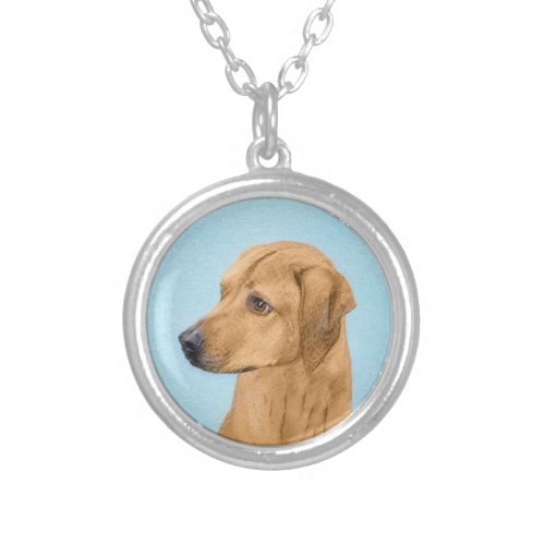 Rhodesian Ridgeback Painting _ Original Dog Art Silver Plated Necklace