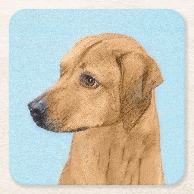 Rhodesian Ridgeback Painting - Original Dog Art Square Paper Coaster (Front)