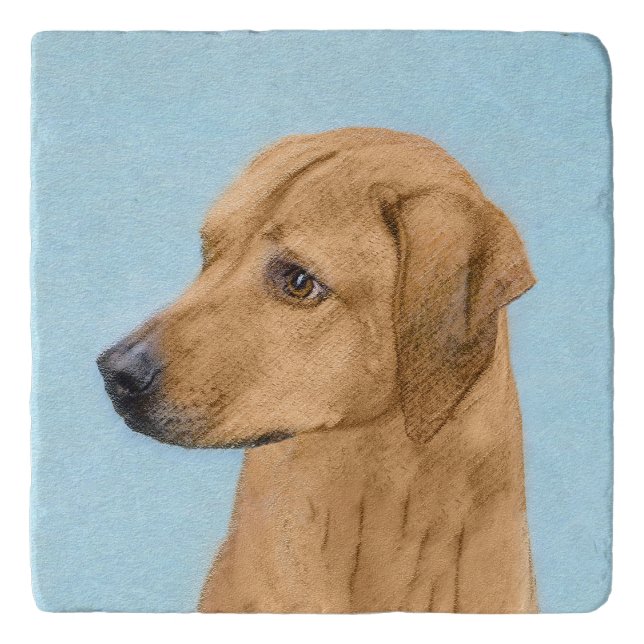 Rhodesian Ridgeback Painting - Original Dog Art Trivet (Front)