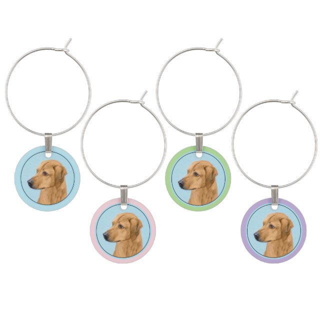 Rhodesian Ridgeback Painting - Original Dog Art Wine Charm (Staggered)