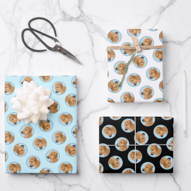 Rhodesian Ridgeback Painting Red Wheaten Dog Art Wrapping Paper Sheets (Front)