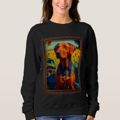 Rhodesian Ridgeback Painting Sunflower Flower Mom  Sweatshirt