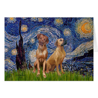 Rhodesian Ridgeback Pair - Starry Night Cards