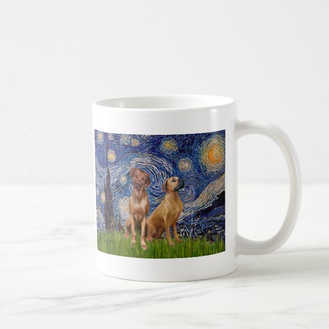 Rhodesian Ridgeback Pair - Starry Night Coffee Mug (Right)