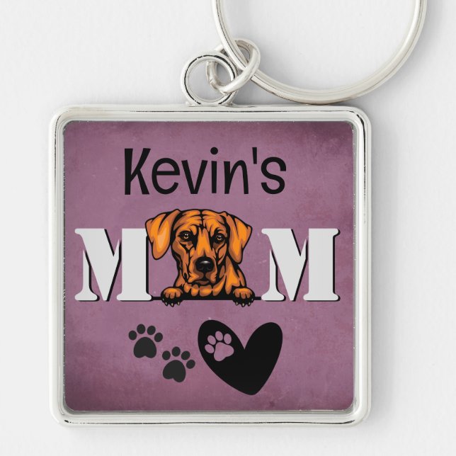 Rhodesian Ridgeback Personalized Peeking  Keychain (Front)