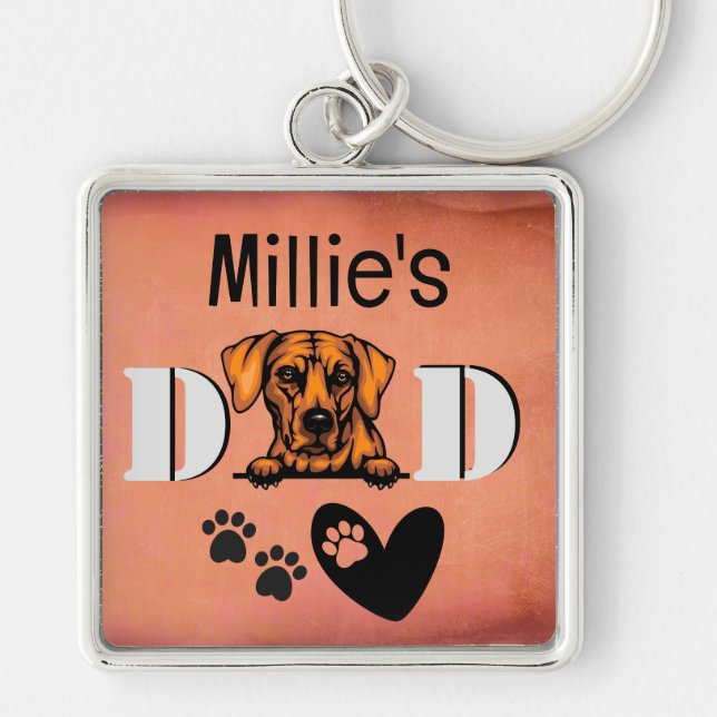 Rhodesian Ridgeback Personalized Peeking  Keychain (Front)