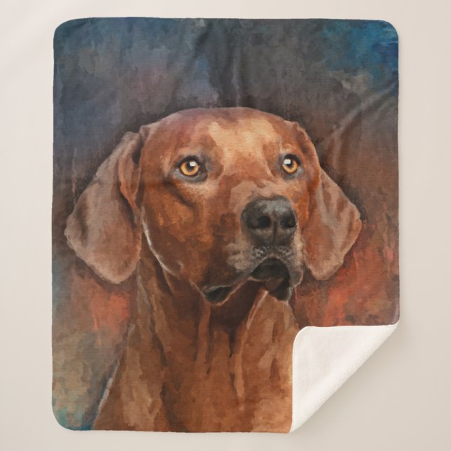 Rhodesian Ridgeback Portrait Sherpa Blanket (Front)