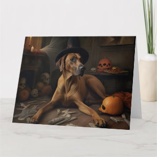 Rhodesian Ridgeback Pumpkins Halloween Scary Card