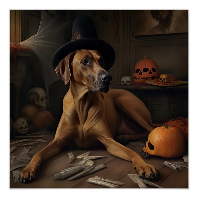 Rhodesian Ridgeback Pumpkins Halloween Scary Poster (Front)