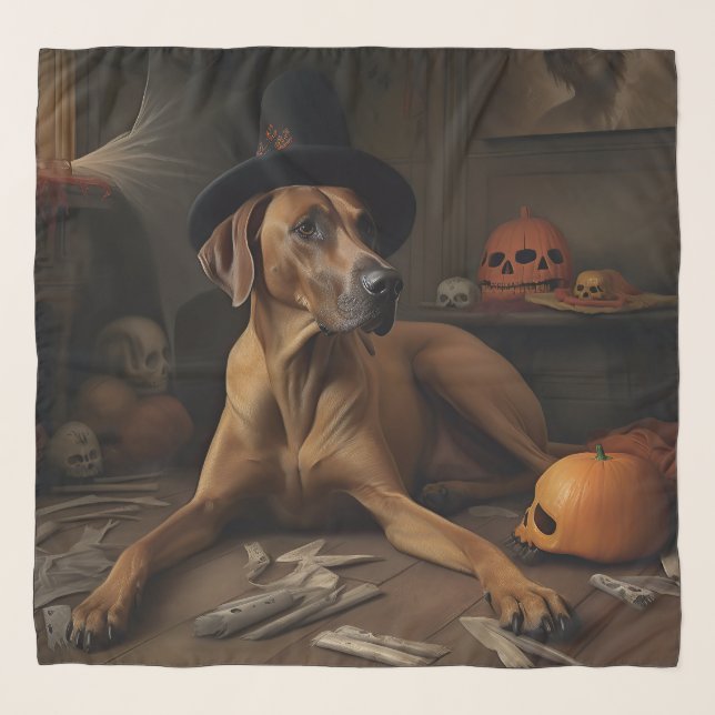 Rhodesian Ridgeback Pumpkins Halloween Scary Scarf (Front)