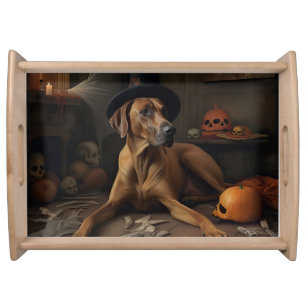 Rhodesian Ridgeback Pumpkins Halloween Scary Serving Tray