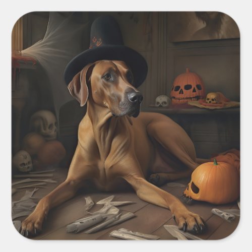 Rhodesian Ridgeback Pumpkins Halloween Scary Square Sticker