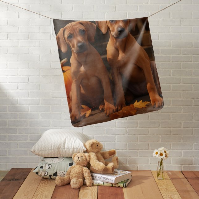Rhodesian Ridgeback Puppy Autumn Delight Pumpkin  Baby Blanket (In Situ)