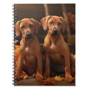 Rhodesian Ridgeback Puppy Autumn Delight Pumpkin  Notebook