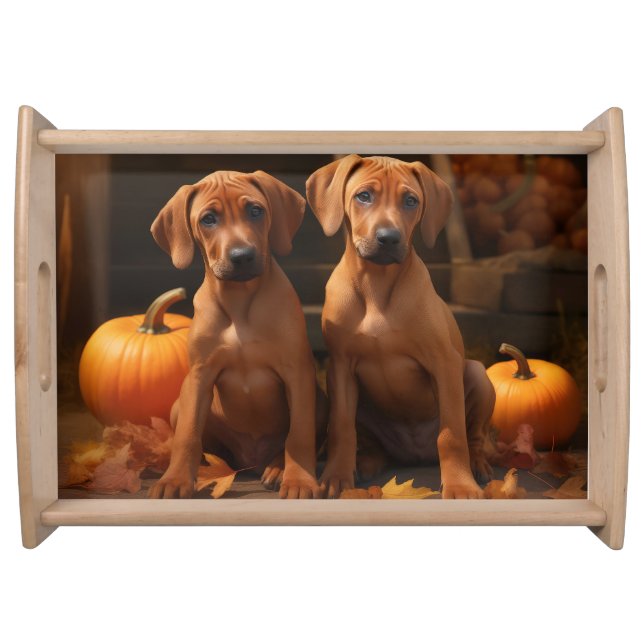 Rhodesian Ridgeback Puppy Autumn Delight Pumpkin  Serving Tray (Front)