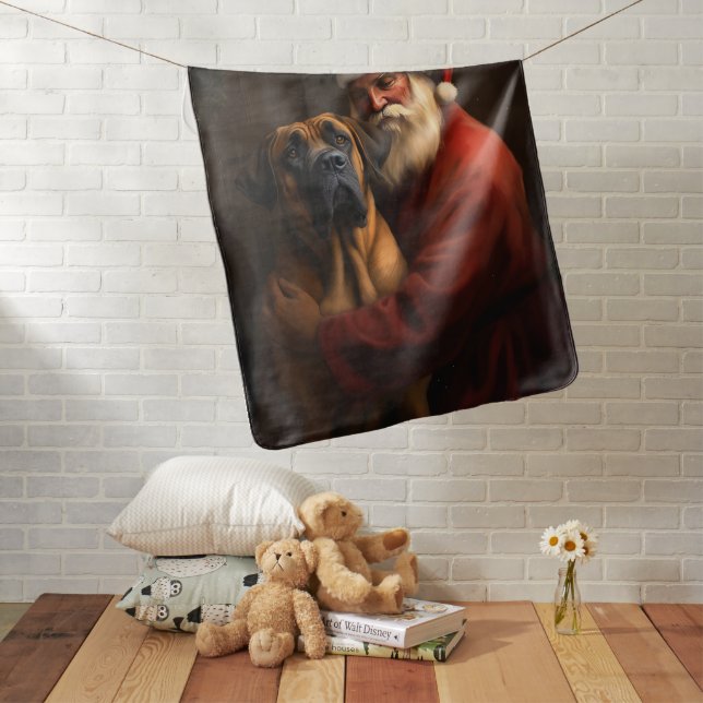 Rhodesian Ridgeback Santa Claus Festive Christmas Baby Blanket (In Situ)