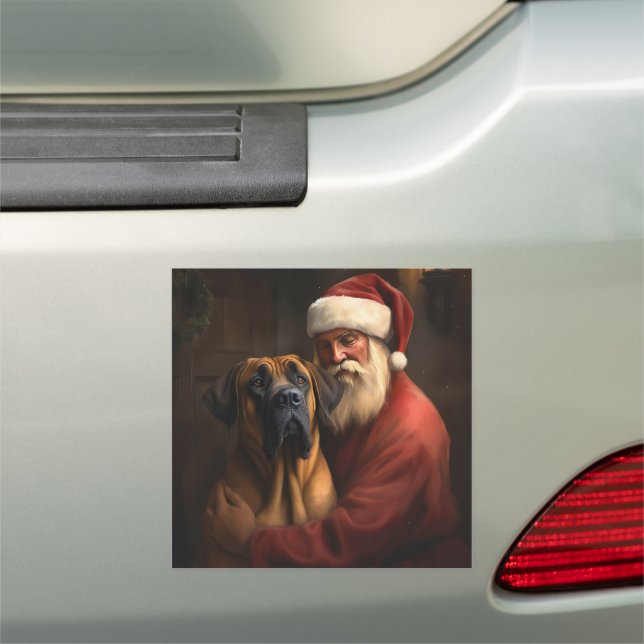 Rhodesian Ridgeback Santa Claus Festive Christmas Car Magnet (In Situ)