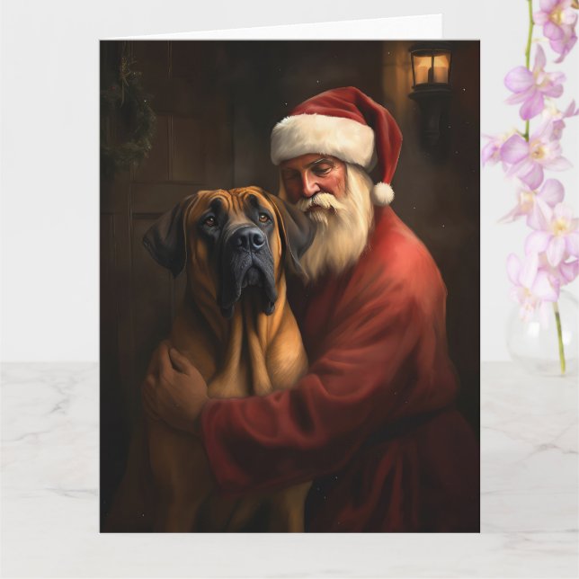 Rhodesian Ridgeback Santa Claus Festive Christmas Card (Orchid)