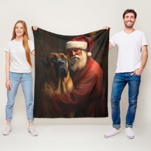 Rhodesian Ridgeback Santa Claus Festive Christmas Fleece Blanket