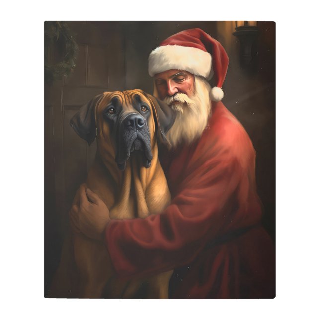 Rhodesian Ridgeback Santa Claus Festive Christmas Metal Print (Front)